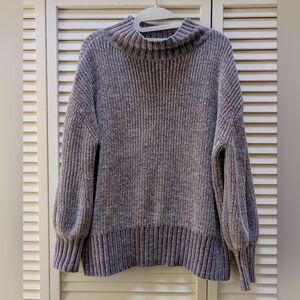 Cozy And Beautiful Gray Cynthia Rowley Chenille Mock Neck Sweater. EUC. Sz M.